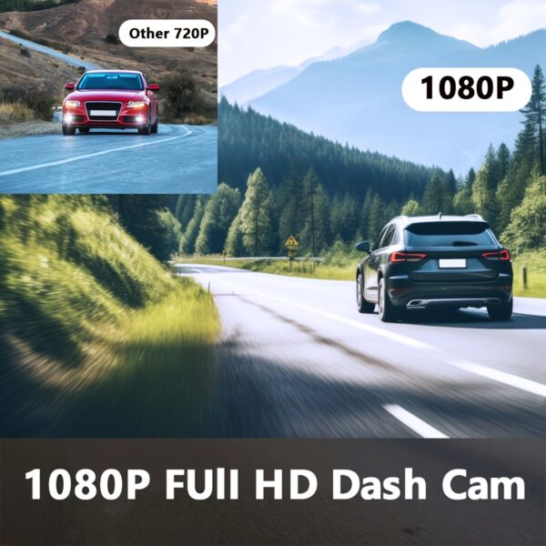 Dash Cam Front and Inside, HD 1080P Recording Car DVR Cam with 170° Wide Angle, Night Vision, Small Dash Camera for Cars, 24h Parking Monitor, Loop Recording, G-Sensor, Without SD Card - Image 3