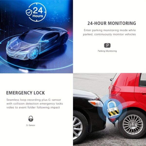 Dash Cam Front and Inside, HD 1080P Recording Car DVR Cam with 170° Wide Angle, Night Vision, Small Dash Camera for Cars, 24h Parking Monitor, Loop Recording, G-Sensor, Without SD Card - Image 7