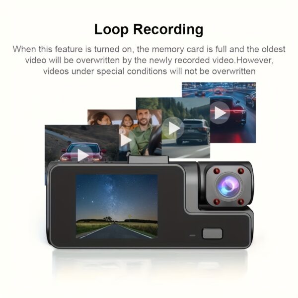 Dash Cam Front and Inside, HD 1080P Recording Car DVR Cam with 170° Wide Angle, Night Vision, Small Dash Camera for Cars, 24h Parking Monitor, Loop Recording, G-Sensor, Without SD Card - Image 2