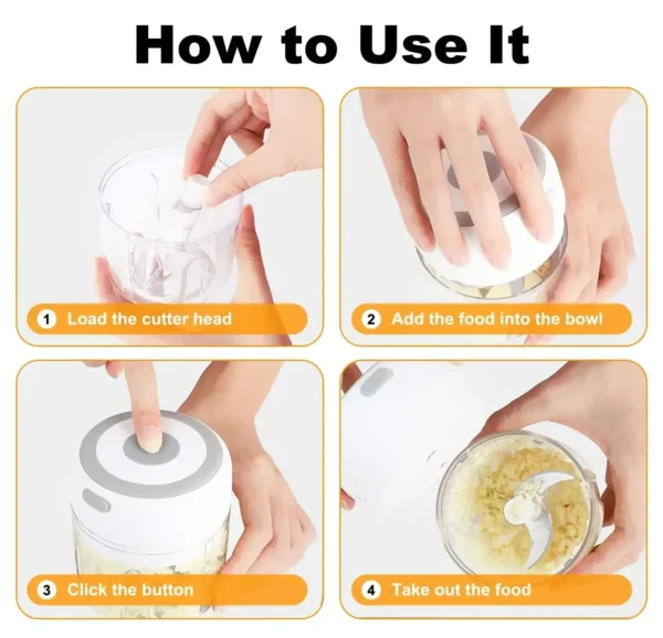 Wireless Electric Garlic Masher Machine Meat Grinder Mincer Auxiliary Food Machine 100/250ml Chili Vegetable Crusher Masher - Image 3