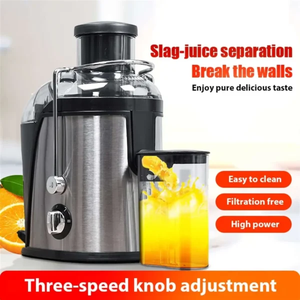 Espremedor de frutas 800w, máquina para extrator de frutas inteiras com 2 velocidades