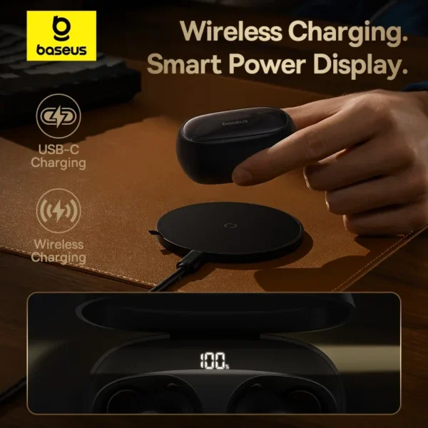Baseus Bowie MA10 Pro Wireless Earphones 48dB Active Noise Cancellation Bluetooth 5.3 Earbuds 40H Battery Life IPX6 Waterproof - Image 5