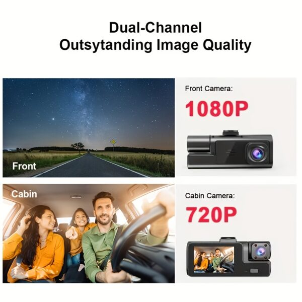 Dash Cam Front and Inside, HD 1080P Recording Car DVR Cam with 170° Wide Angle, Night Vision, Small Dash Camera for Cars, 24h Parking Monitor, Loop Recording, G-Sensor, Without SD Card - Image 5
