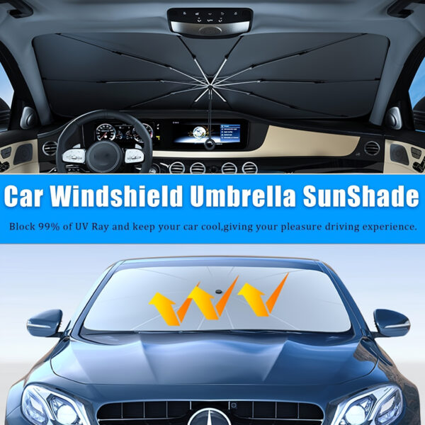 guarda-sol do carro com cordão de tração, pára-sol do pára-brisa, pára-sol do carro dobrável, sombra do pára-brisa do carro - Image 7