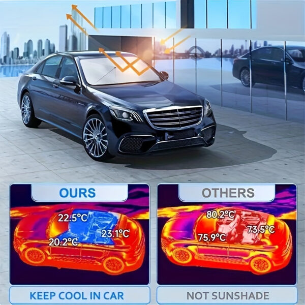 guarda-sol do carro com cordão de tração, pára-sol do pára-brisa, pára-sol do carro dobrável, sombra do pára-brisa do carro - Image 15