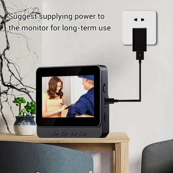 1 conjunto de campainha de vídeo sem fio SELFIECOM X8 com tela de 10,92 cm -, câmera HD 480P, recarregável por USB, áudio bidirecional, durável, fácil instalação para segurança interna, campainha sem fio | Design preto elegante | Campainha à prova d'água - Image 7