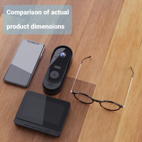 1 conjunto de campainha de vídeo sem fio SELFIECOM X8 com tela de 10,92 cm -, câmera HD 480P, recarregável por USB, áudio bidirecional, durável, fácil instalação para segurança interna, campainha sem fio | Design preto elegante | Campainha à prova d'água - Image 11