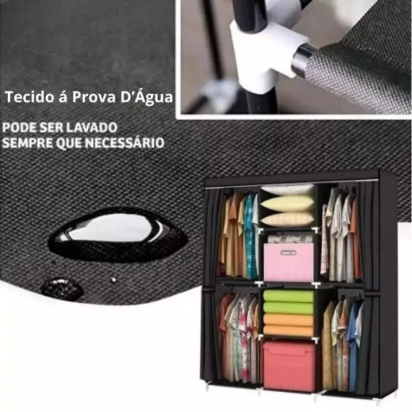 Guarda-roupa portátil dobrável multifuncional organizador de guarda-roupa grande multiuso - Image 4