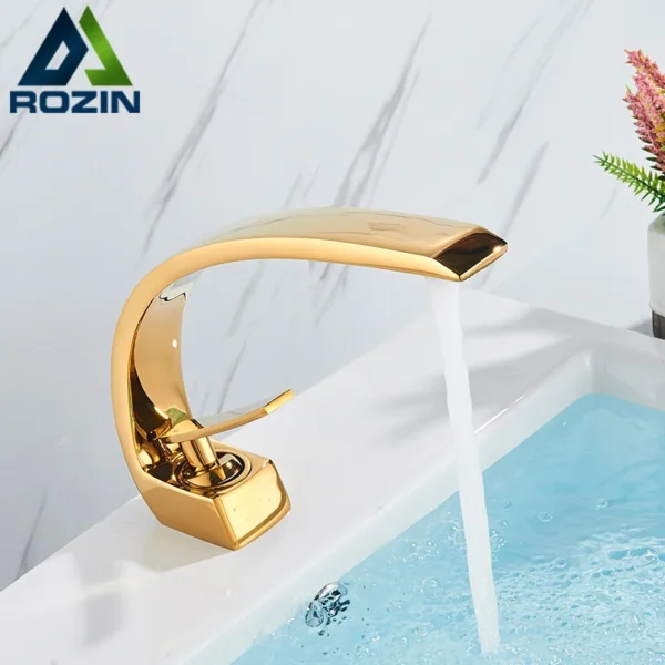 Rozin preto torneira da bacia do banheiro deck montado único nível chrome bacia de lavagem água quente e fria misturadora torneiras estilo luxo - Image 28