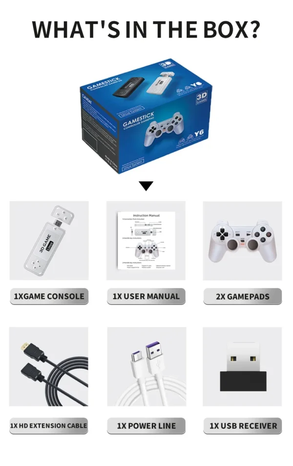Y6 console de videogame retrô 4k hd tv, controle sem fio 2.4g, portátil, retrô, console de jogos portátil, 64/128g, presente - Image 18