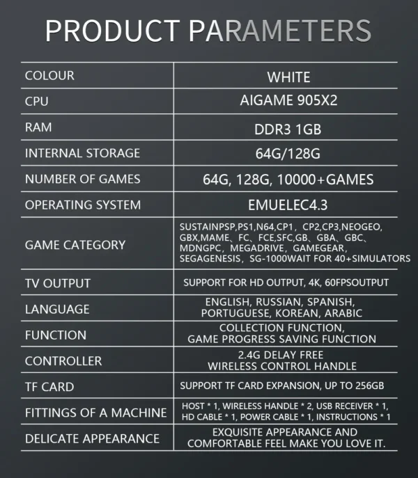 Y6 console de videogame retrô 4k hd tv, controle sem fio 2.4g, portátil, retrô, console de jogos portátil, 64/128g, presente - Image 17