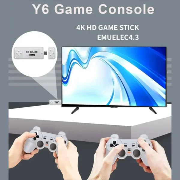 Y6 console de videogame retrô 4k hd tv, controle sem fio 2.4g, portátil, retrô, console de jogos portátil, 64/128g, presente - Image 2
