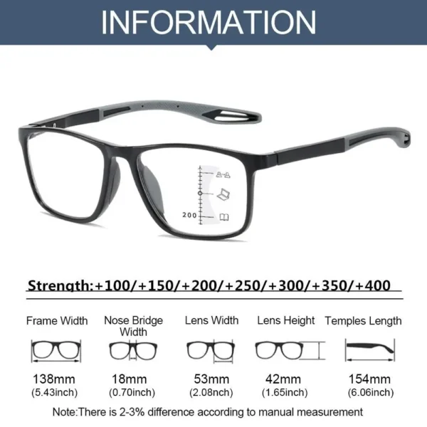Multifocal Progressive Reading Glasses TR90 Frame Men Women Anti-blue Light Sports Eyeglasses Ultralight Bifocal Presbyopia - Image 16