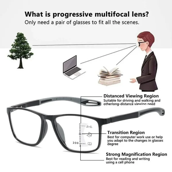 Multifocal Progressive Reading Glasses TR90 Frame Men Women Anti-blue Light Sports Eyeglasses Ultralight Bifocal Presbyopia - Image 20