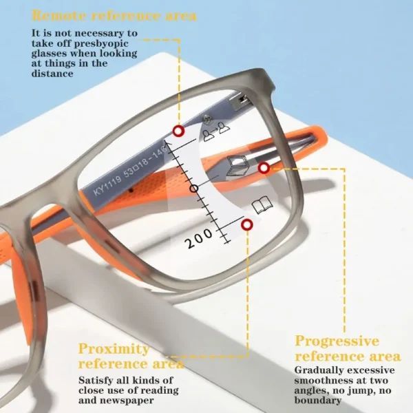 Multifocal Progressive Reading Glasses TR90 Frame Men Women Anti-blue Light Sports Eyeglasses Ultralight Bifocal Presbyopia - Image 2