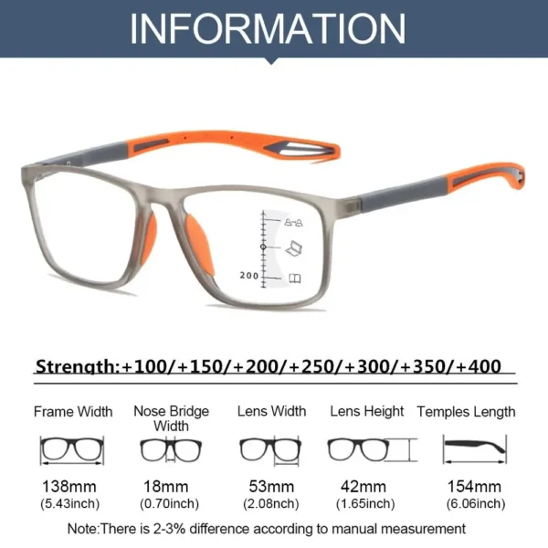 Multifocal Progressive Reading Glasses TR90 Frame Men Women Anti-blue Light Sports Eyeglasses Ultralight Bifocal Presbyopia - Image 5