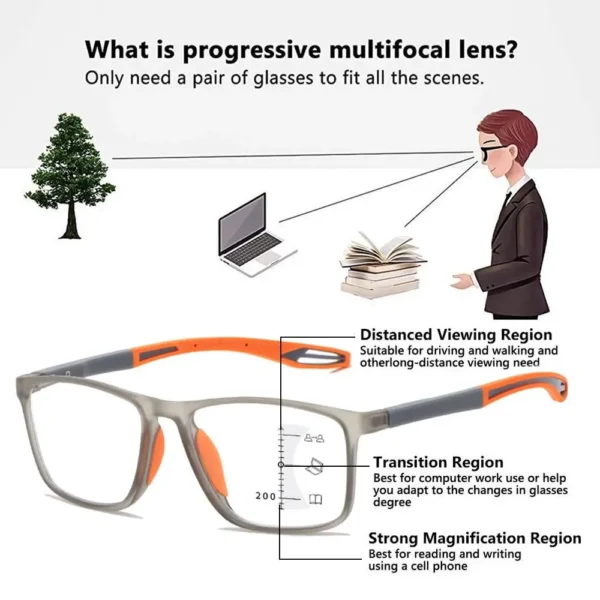 Multifocal Progressive Reading Glasses TR90 Frame Men Women Anti-blue Light Sports Eyeglasses Ultralight Bifocal Presbyopia - Image 4