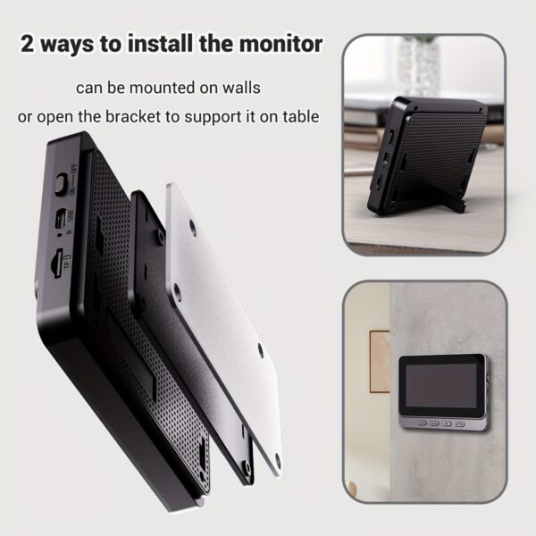 1 conjunto de campainha de vídeo sem fio SELFIECOM X8 com tela de 10,92 cm -, câmera HD 480P, recarregável por USB, áudio bidirecional, durável, fácil instalação para segurança interna, campainha sem fio | Design preto elegante | Campainha à prova d'água - Image 8